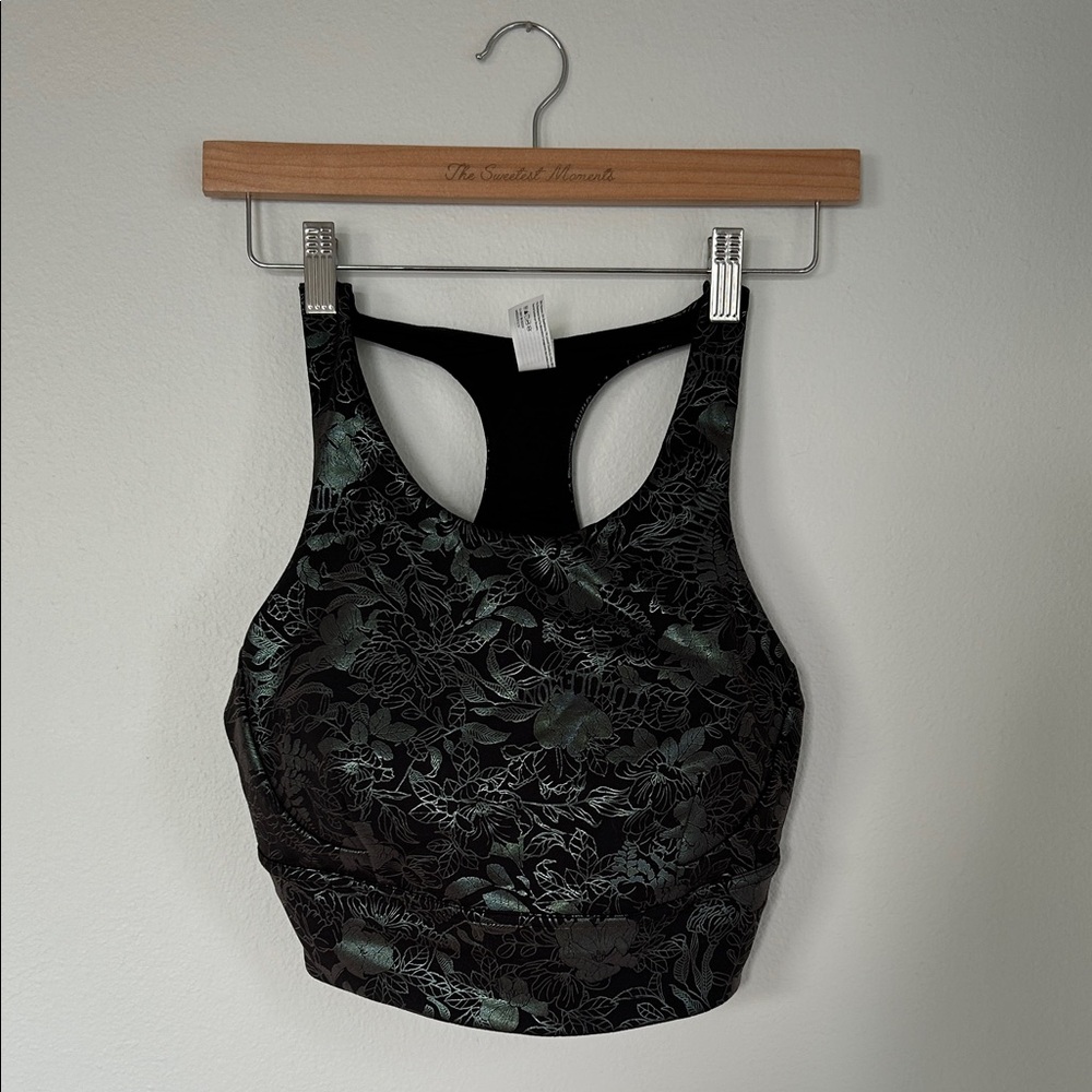 Lululemon Racerback Floral Print Sports Bra - Black/Green